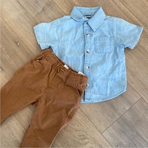 🩵🤎Denim Shirt + Cargo Pant Set